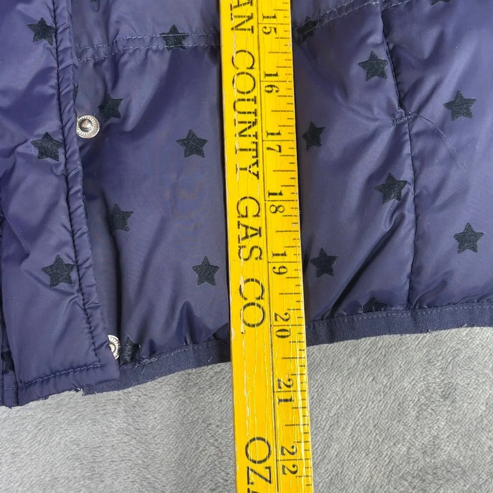 Tommy Hilfiger Puffer Jacket Girls M 8-10 Navy Blue Star Down Feather Faux Fur
